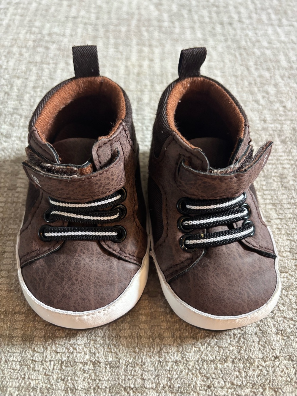 Toddler Brown High-Top Sneakers with White Sole